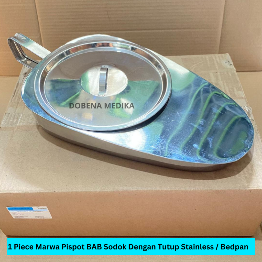 Pispot Medis BAB Stainless Dengan Tutup Sodok / Bedpan Fracture With Lid