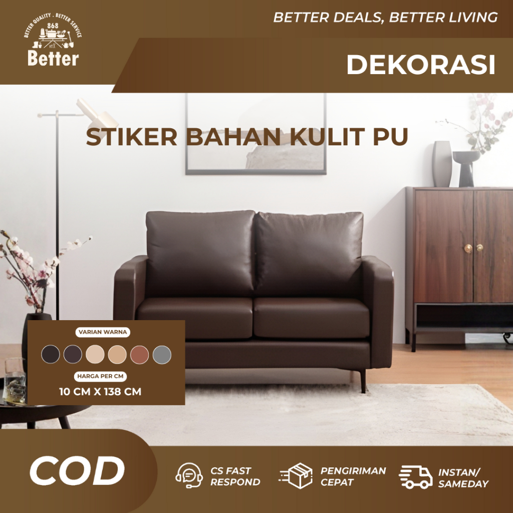 Stiker Pelapis Kulit PU Per 10cm Untuk Sofa Jok Mobil Motor Dengan Perekat Kuat dan Tahan Lama