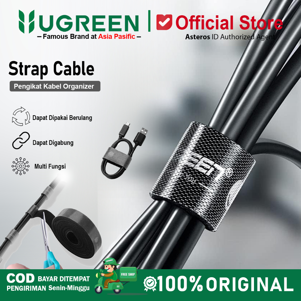 UGREEN Strap Cable Ties Organizer Pengikat Perekat Kabel Serbaguna 2M 5M