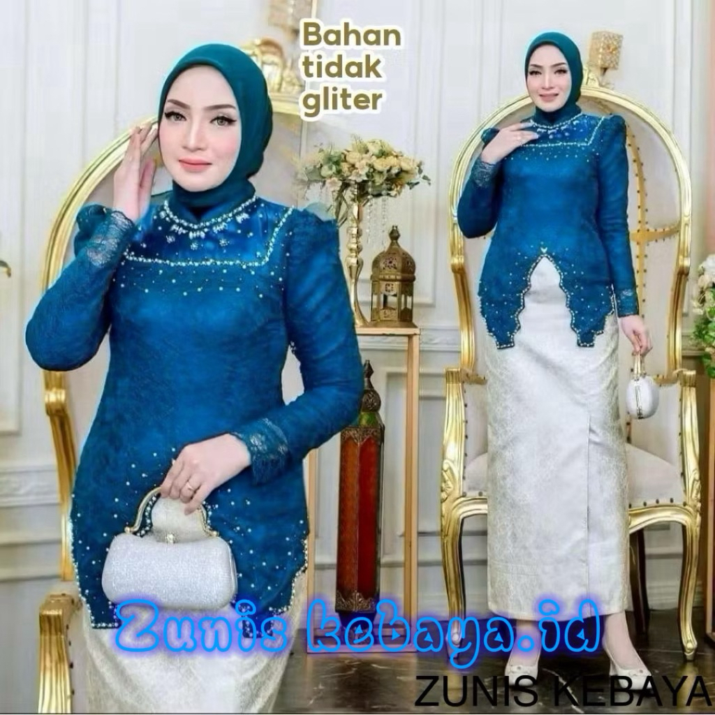 ZUNIS KEBAYA SANILA BROKAT | rok songket lilit  | Free hijab | setelan kebaya payet | set kebaya son