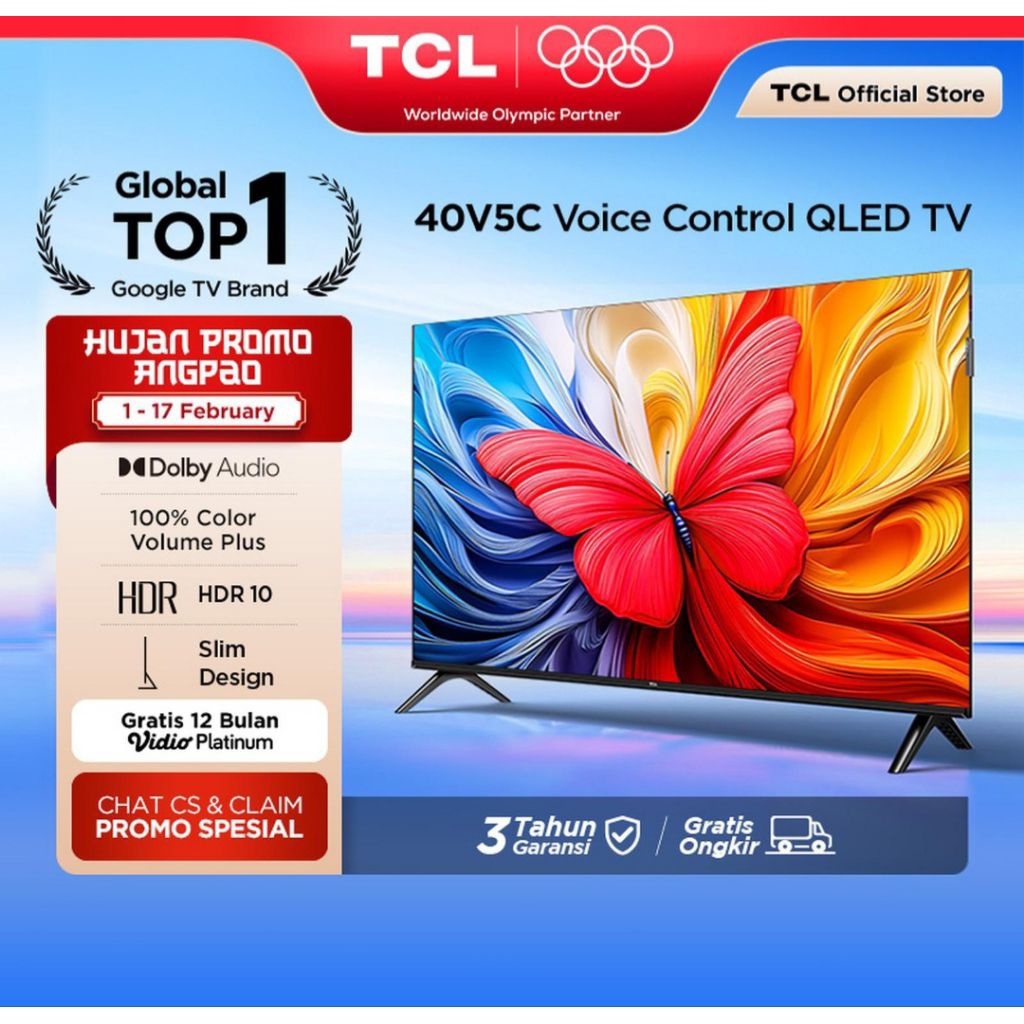 BIG SALE TV TCL 40 V5C QLED GOOGLE TV GRATIS ONGKIR SAMPAI CILACAP KOTA