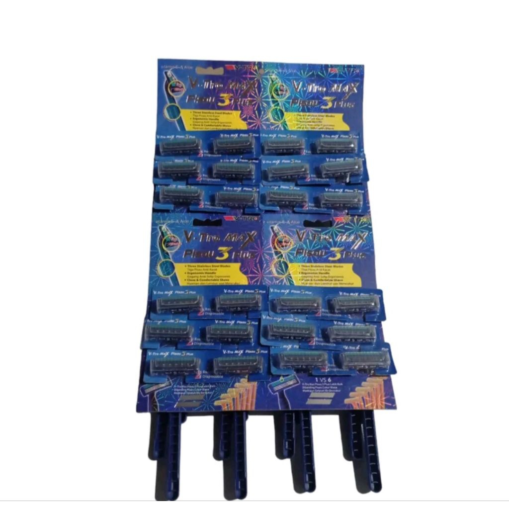 24pcs v-tro max 3mata pisau cukur kumis jenggot lembaran