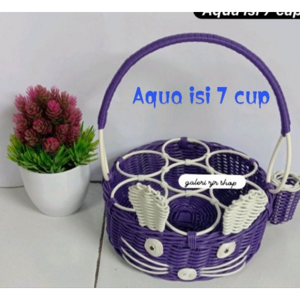 Kranjang Aqua gelas rotan estetik tempat Aqua gelas rotan sintetis