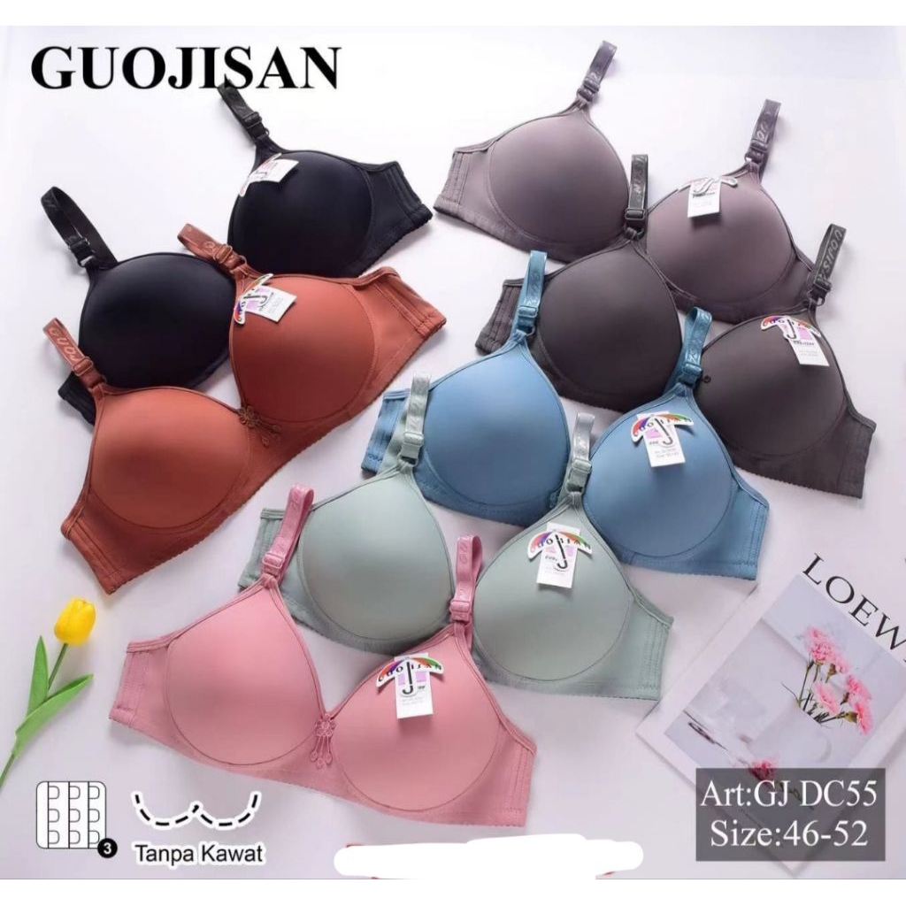 BH BRA IMPORT JUMBO BIG SIZE 46-52 3KAIT CUP C D MELAR ADEM LEMBUT HALUS MURAH PREMIUM guojisan dc55