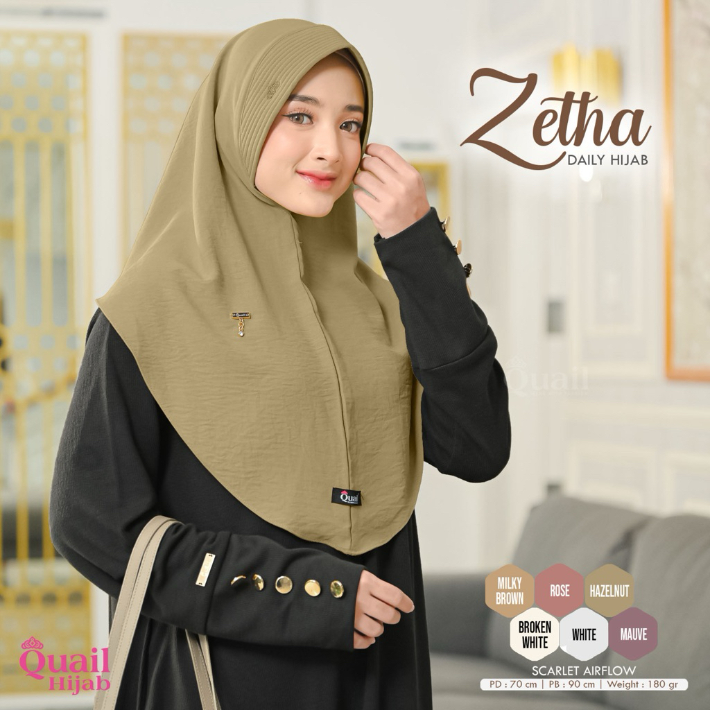Quail Hijab - ZETHA HIJAB INSTAN ORI QUAIL SCARLET AIRFLOW