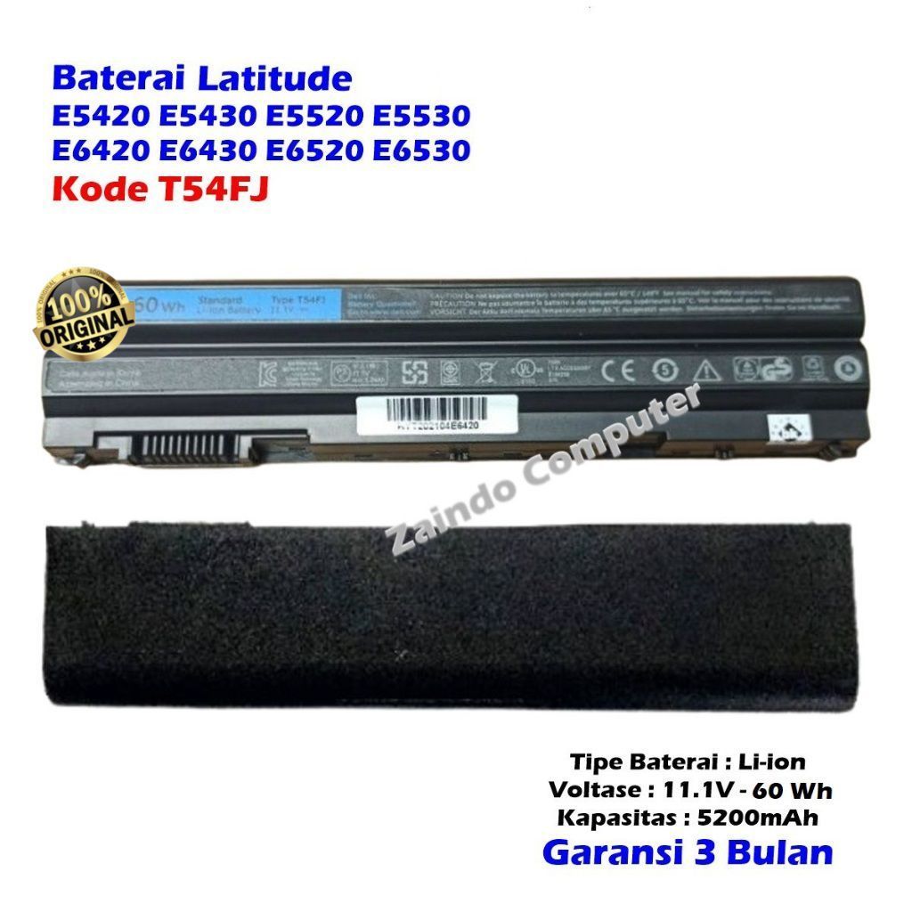 BATERAI LATITUDE T54F3 T54FJ E5420 E5430 E5520 E5530 E6420 E6420AT E6430 E5420 E5420 E5420M E5430 E5