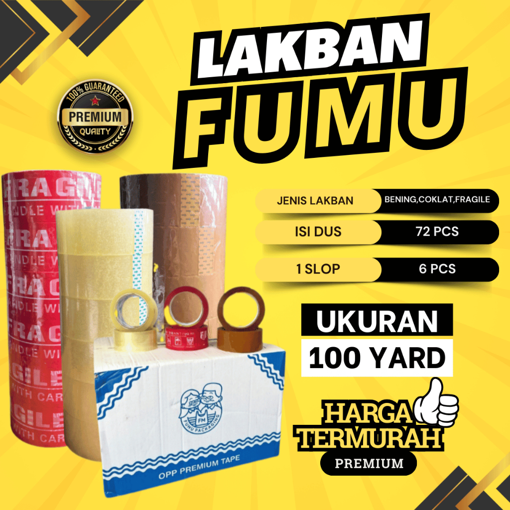 Lakban Fragile /Bening /coklat 100yard Lem Kuat Lakban Tebal/lakban grosir murah