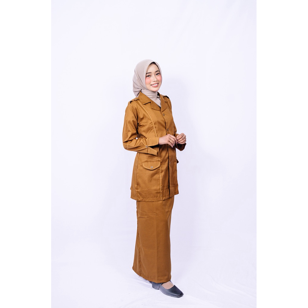 Seragam khaki pdh wanita semi jas bahan toyobo fodu/Seragam Pns khaki