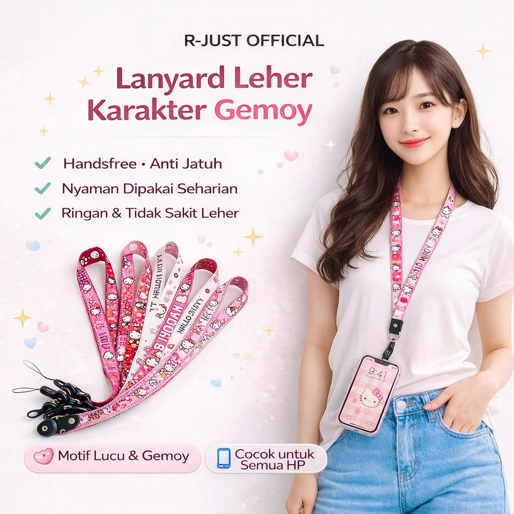 [ TERLARIS ] TALI LANYARD GANTUNGAN HP / STRAP GANTUNGAN HP HELLO KITTY DORAEMON STICH