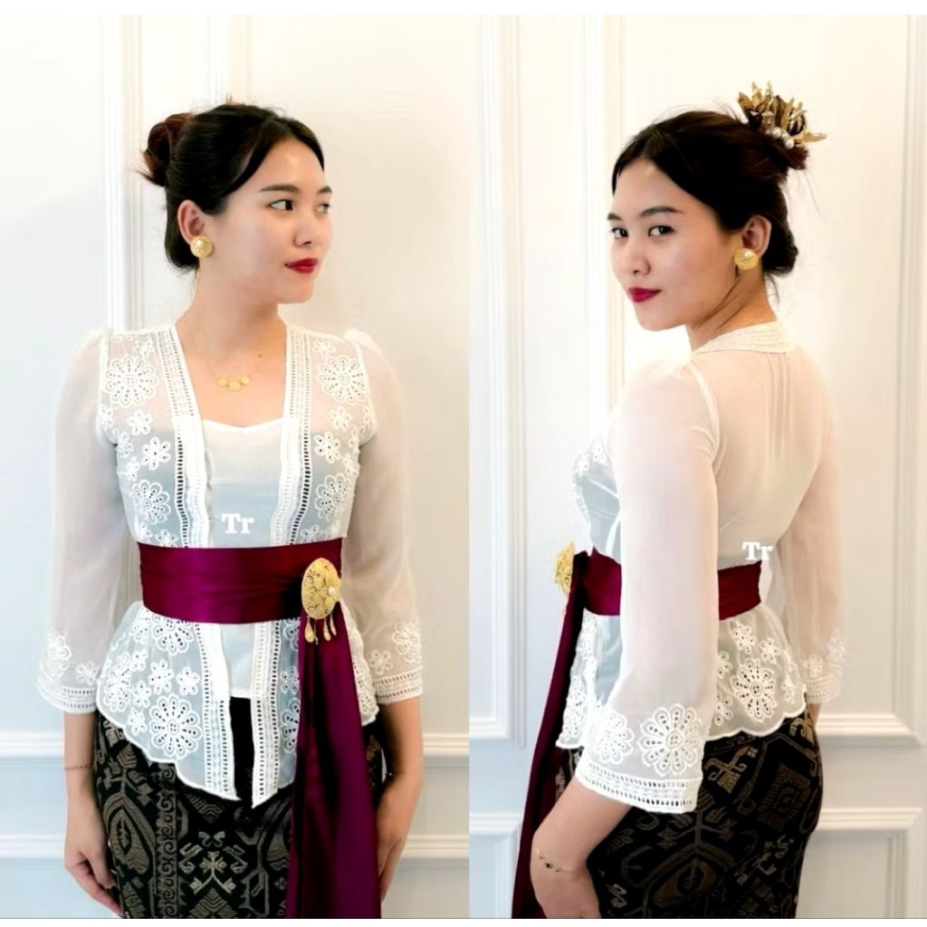 Kebaya Bordir Bali Bet V Lengan Lonceng Dewasa