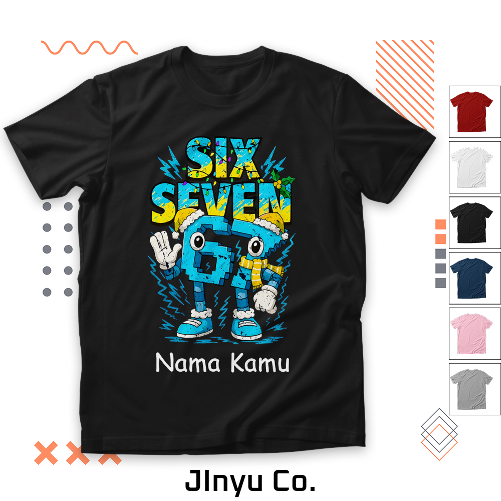 Kaos Anak | Kaos Anak Anomali 67 Six Seven Free Nama | Baju Kaos Anak 67 Gratis Custom Nama