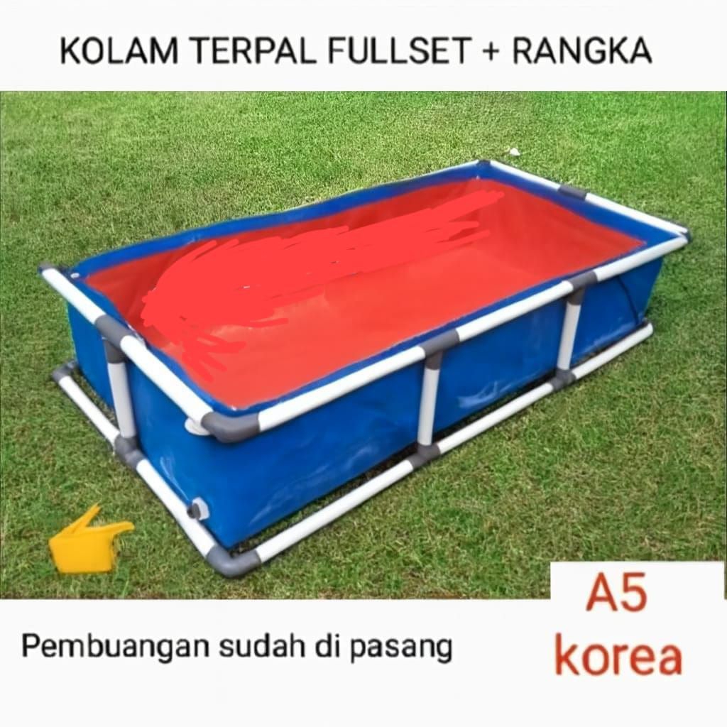kolam terpal ikan ful set kerangka/terpal kolam ikan