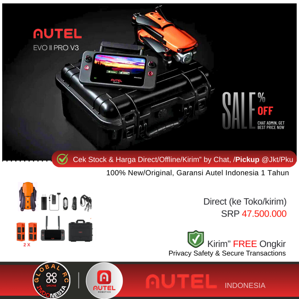 Autel EVO II PRO V3 EVO 2 PRO V3 Battery 2x Drone Aerial Mapping (Pemetaan Udara)