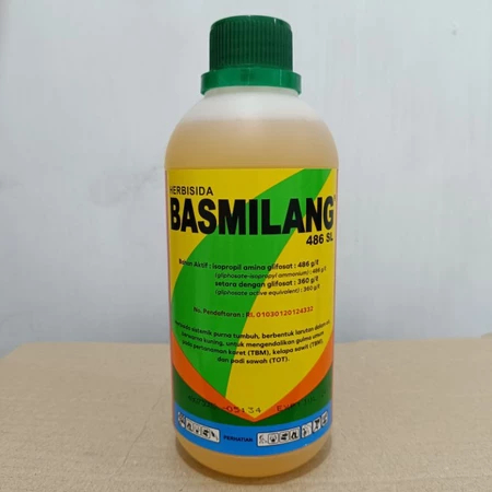 Basmilang 486 SL Herbisida Rumput Mati Sampai Akar 500ML Larutan Kuning
