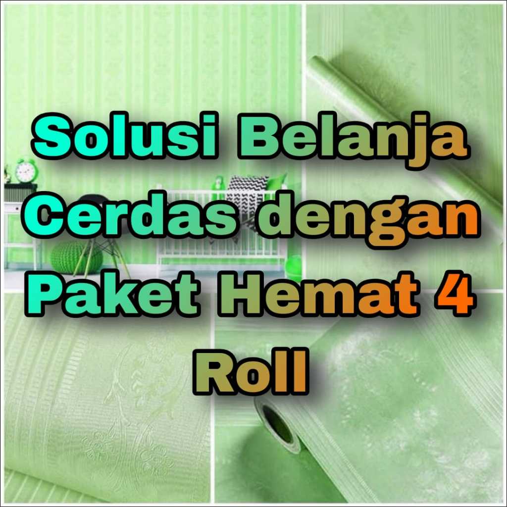 PAKET HEMAT 4 ROLL // COD Wallpaper Sticker Dinding Motif abu salur renggang Polos Putih Salur Batik
