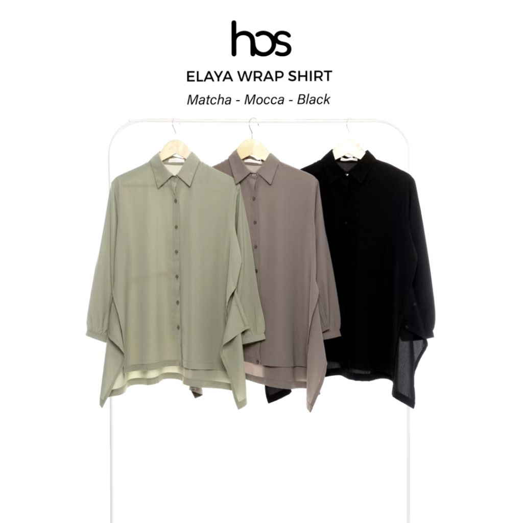 NEW Bukan Preloved Original HOS House of Shopaholic Elaya Wrap Shirt Atasan Warna Matcha Allsize Fit