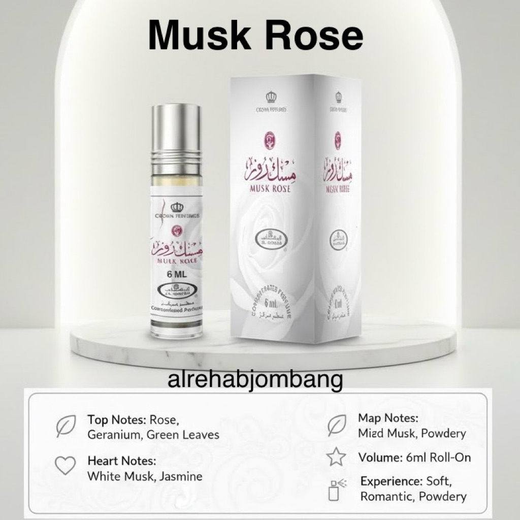Parfum Musk Rose Al Rehab Roll On 6ml Original Saudi Arabia