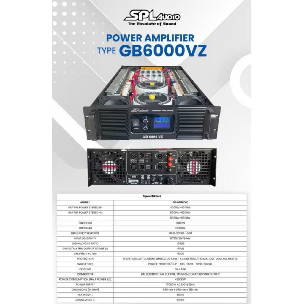 Power Amplifier SPL Audio GB 6000 VZ (HARGA SUDAH TERMASUK PACKING PALETTE KAYU)