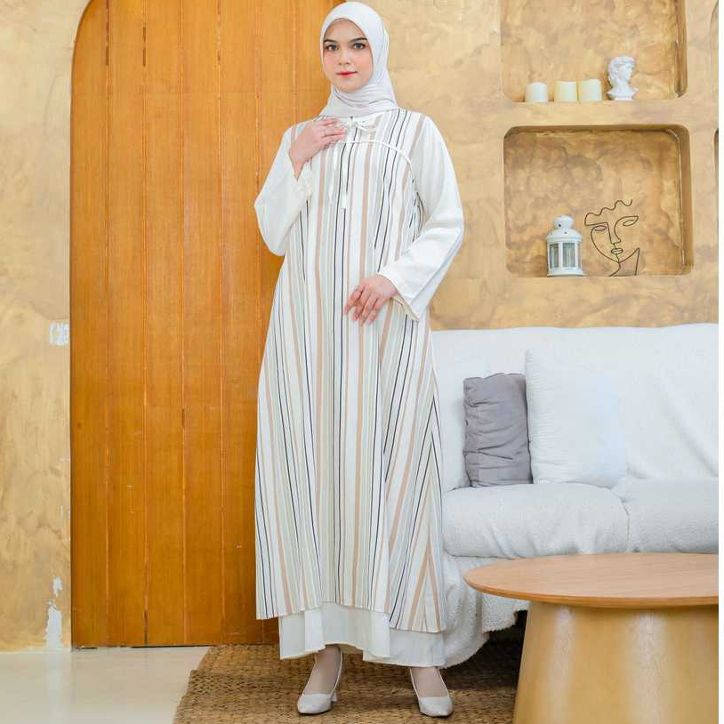 RILLEY - Gamis Ravella | Gamis Wanita Bahan Adem | Gamis Bahan Linen RL