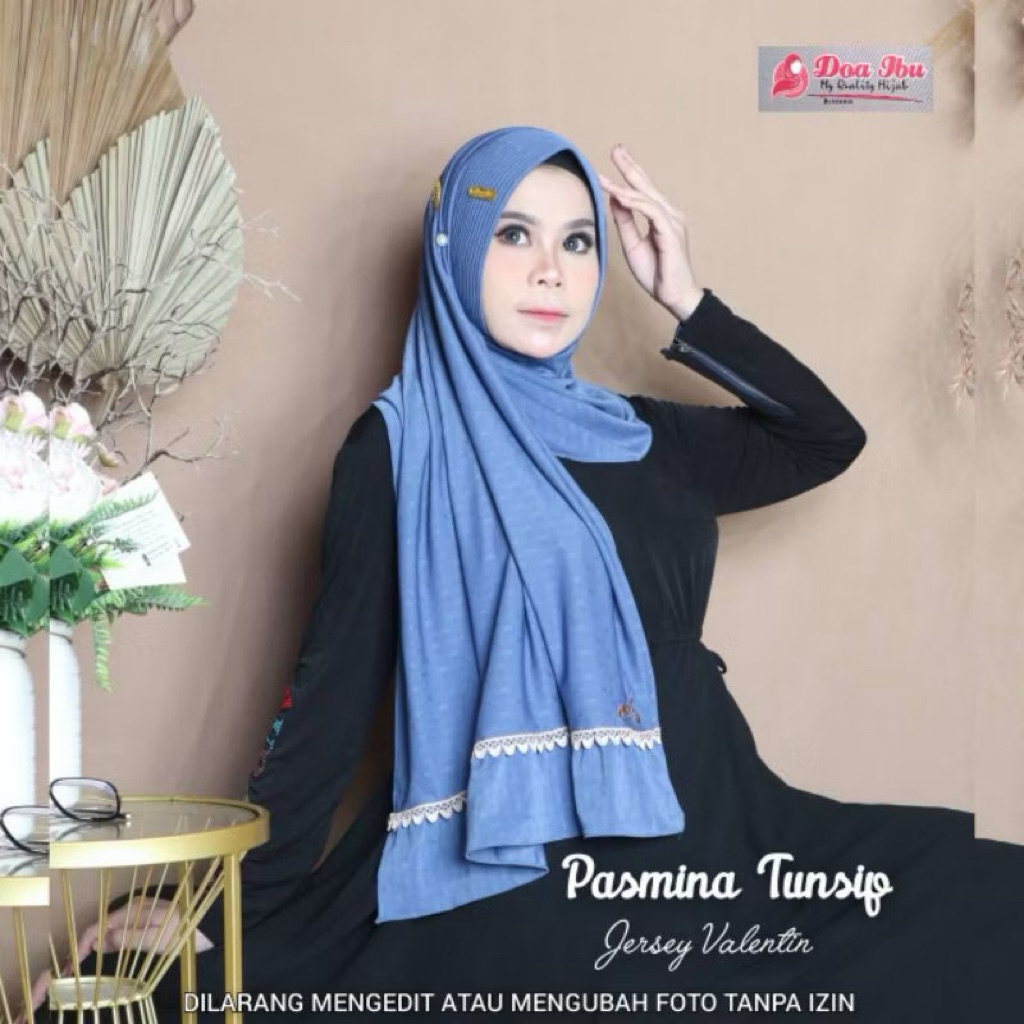370 JILBAB PASHMINA INSTANT DOA IBU JERSEY VALETINE PED SABIT/ HIJAB DOI ORI BY BUNYAMIN