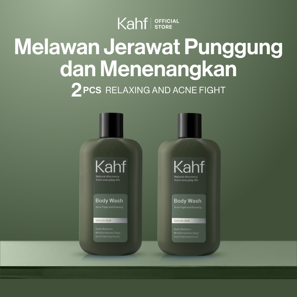 Twin Pack Kahf Body Wash Relaxing and Acne Fight 200 ml - 2 pcs Sabun Mandi untuk Membantu Melawan J