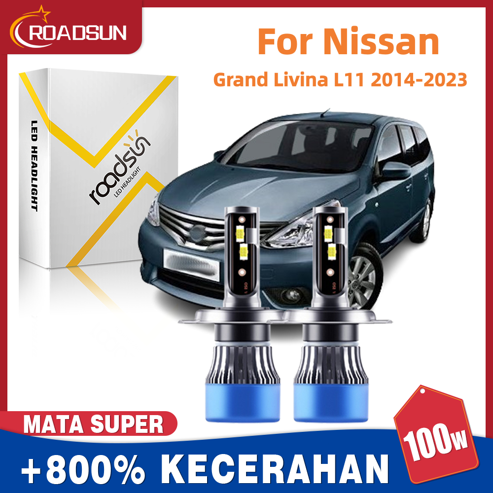 Cocok untuk Nissan Grand Livina L11 2014-2023  2Pcs Super Terang Led Lampu Depan Mobil Bohlam Hi/Lo 