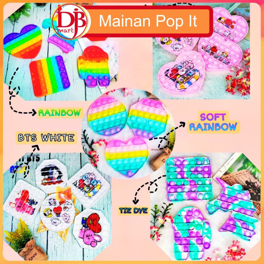 Pop it | Fidget Toys | Mainan Pop It Anak | Mainan Edukasi | PopIt | Bahan Silikon Karakter Lucu - D