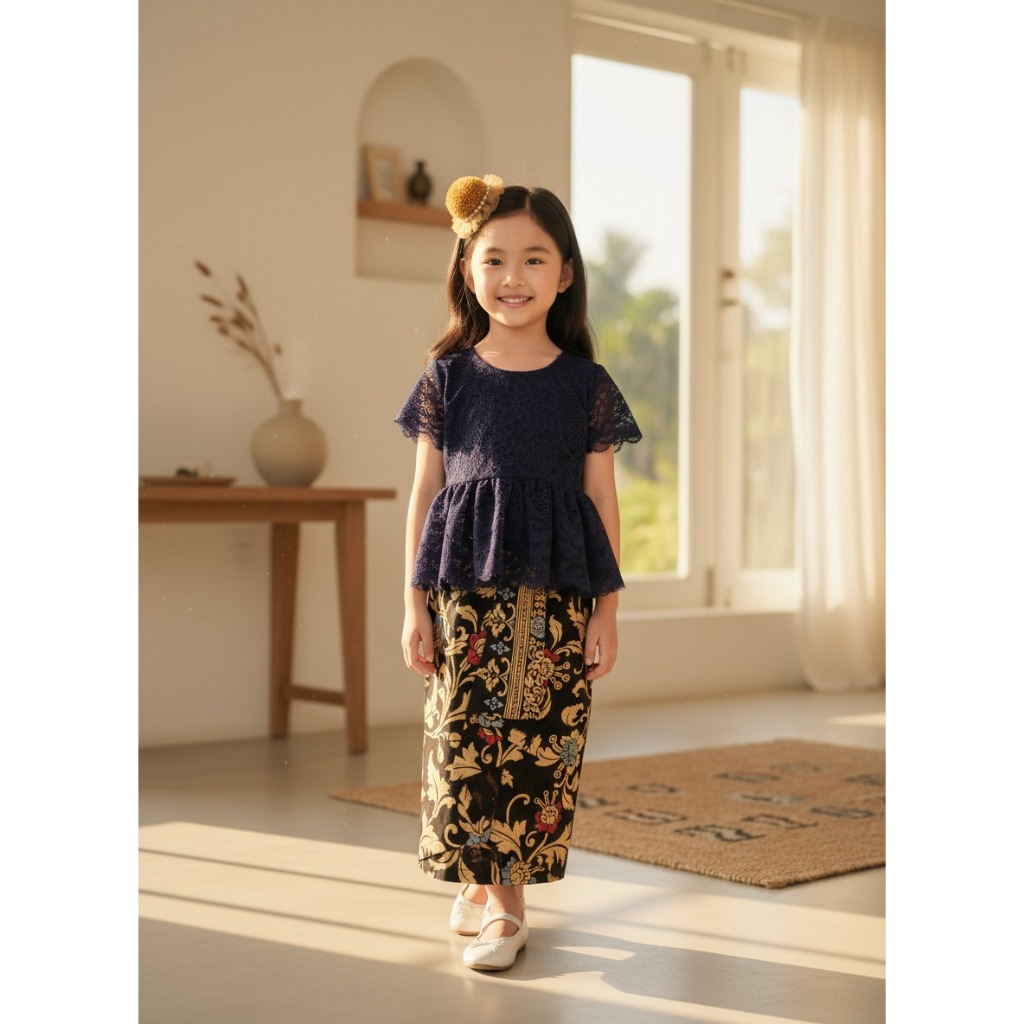 PEPPLUM ANAK TANIA WARNA HITAM/ TANIA ANAK / KEBAYA ANAK / BAJU TRADISONAL ANAK / KEBAYA MODERN