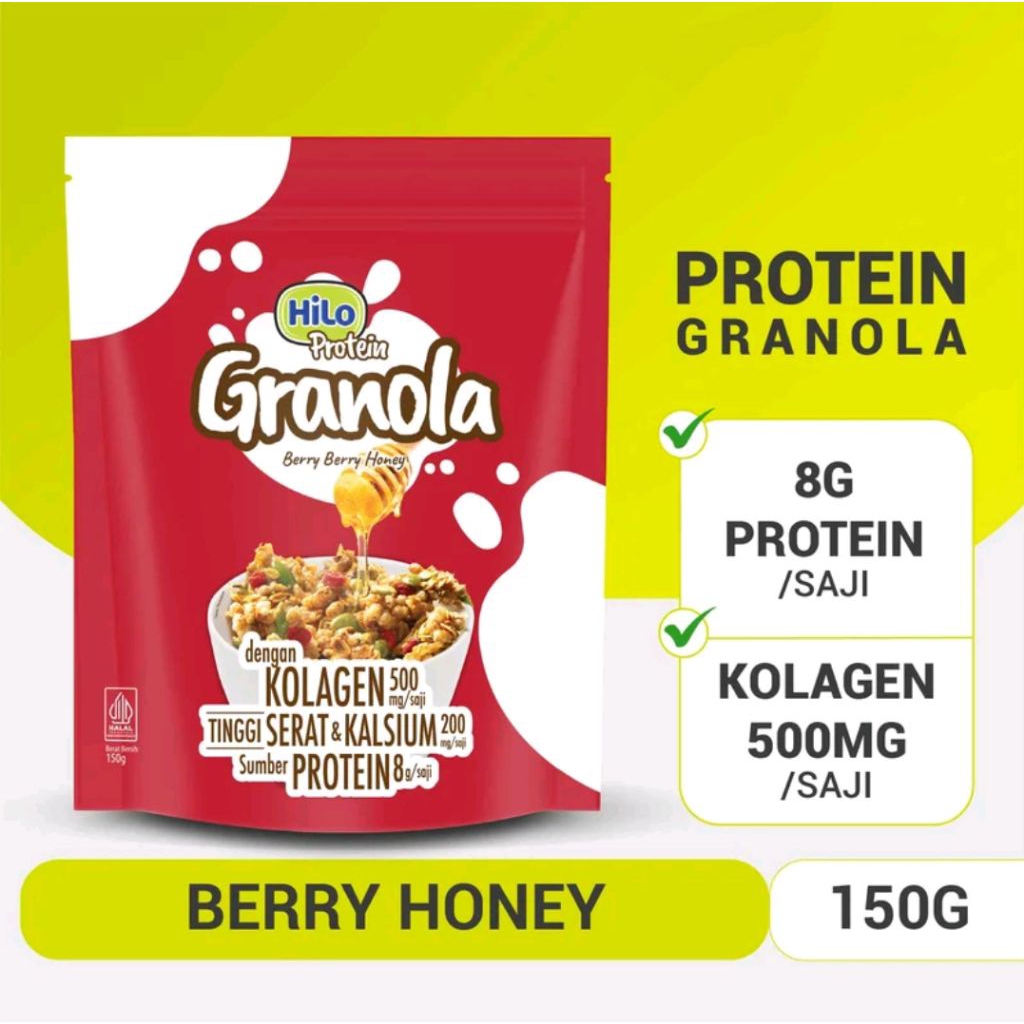Hilo Protein Granola •Kolagen Rolled Oats Sunflower Seed Chia Seeds Biji Labu Sorgum Kismis Kedelai 