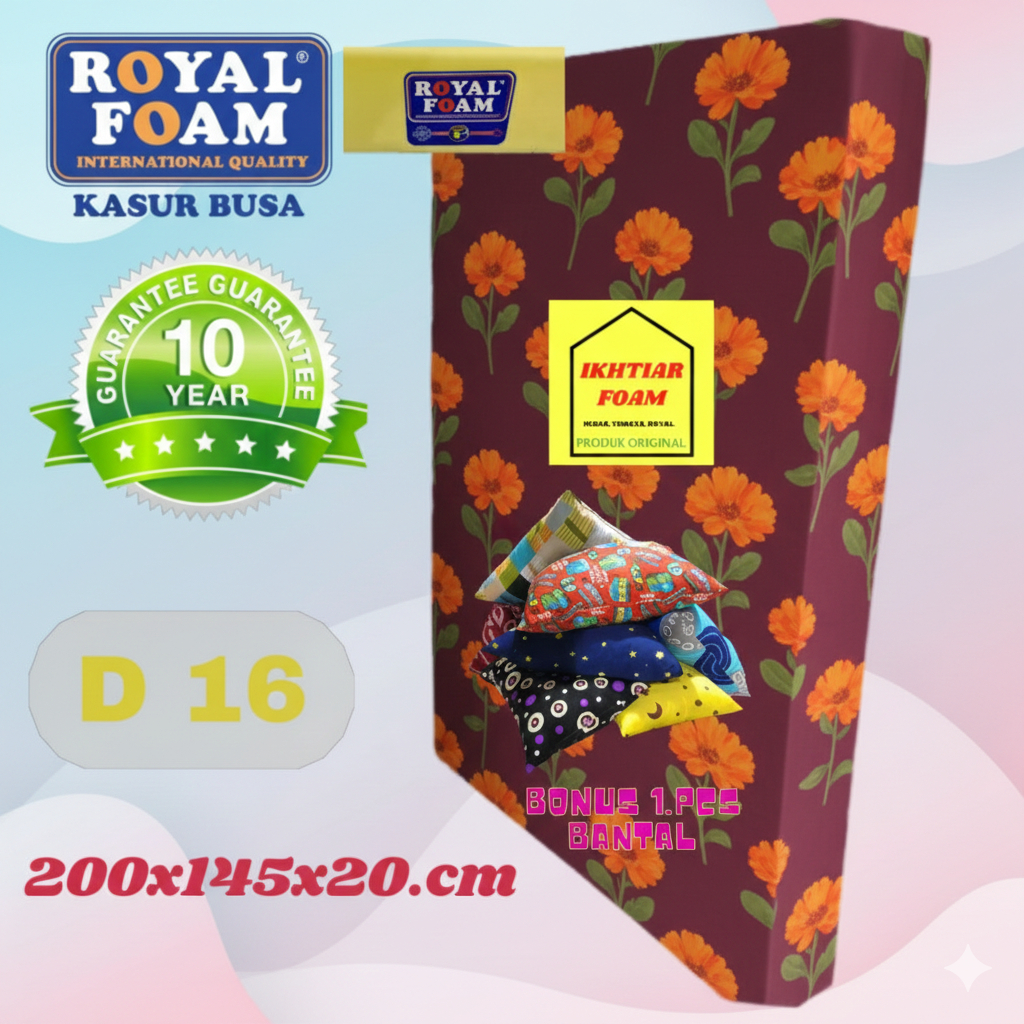 Kasur Busa Royal No 3 Tebal 20 cm  D16 Ukuran 200X145X20 CM Garansi 10 Tahun  Royal Foam Original