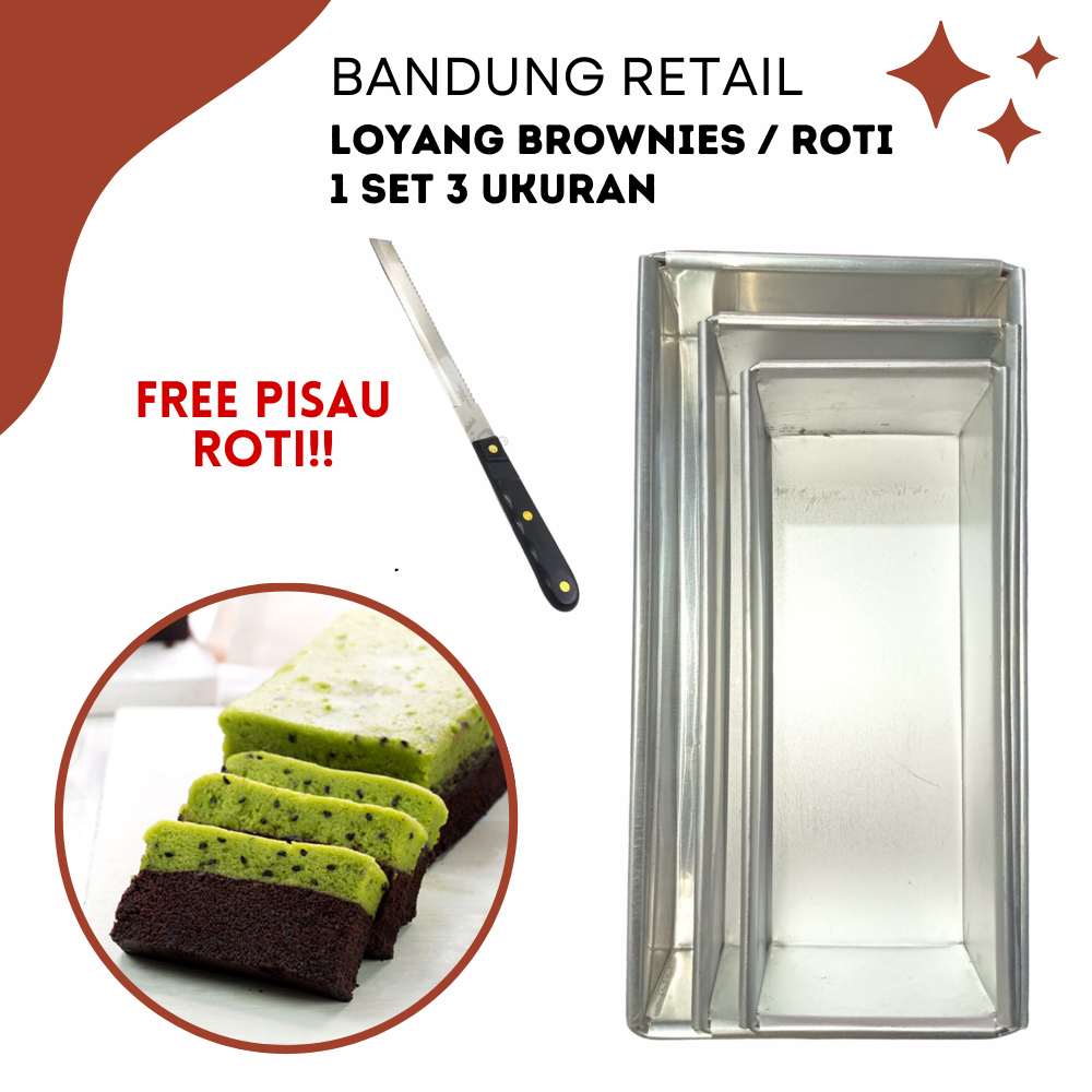 Loyang Kue Brownies Aumunium FREE PISAU ROTI Ukuran 18-19-20 Loyang Kue Bolu Lapis Loyang Roti Kukus