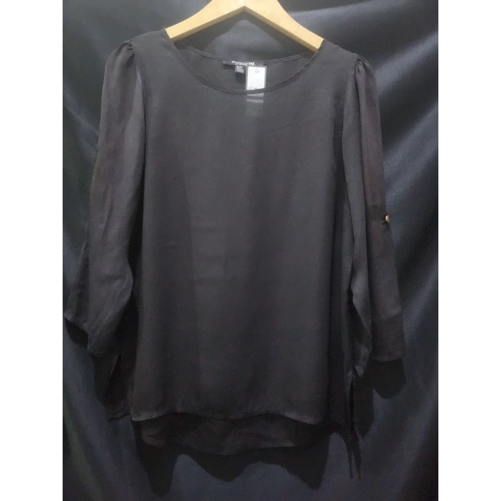 D2 atasan cewek sifon hitam polos
