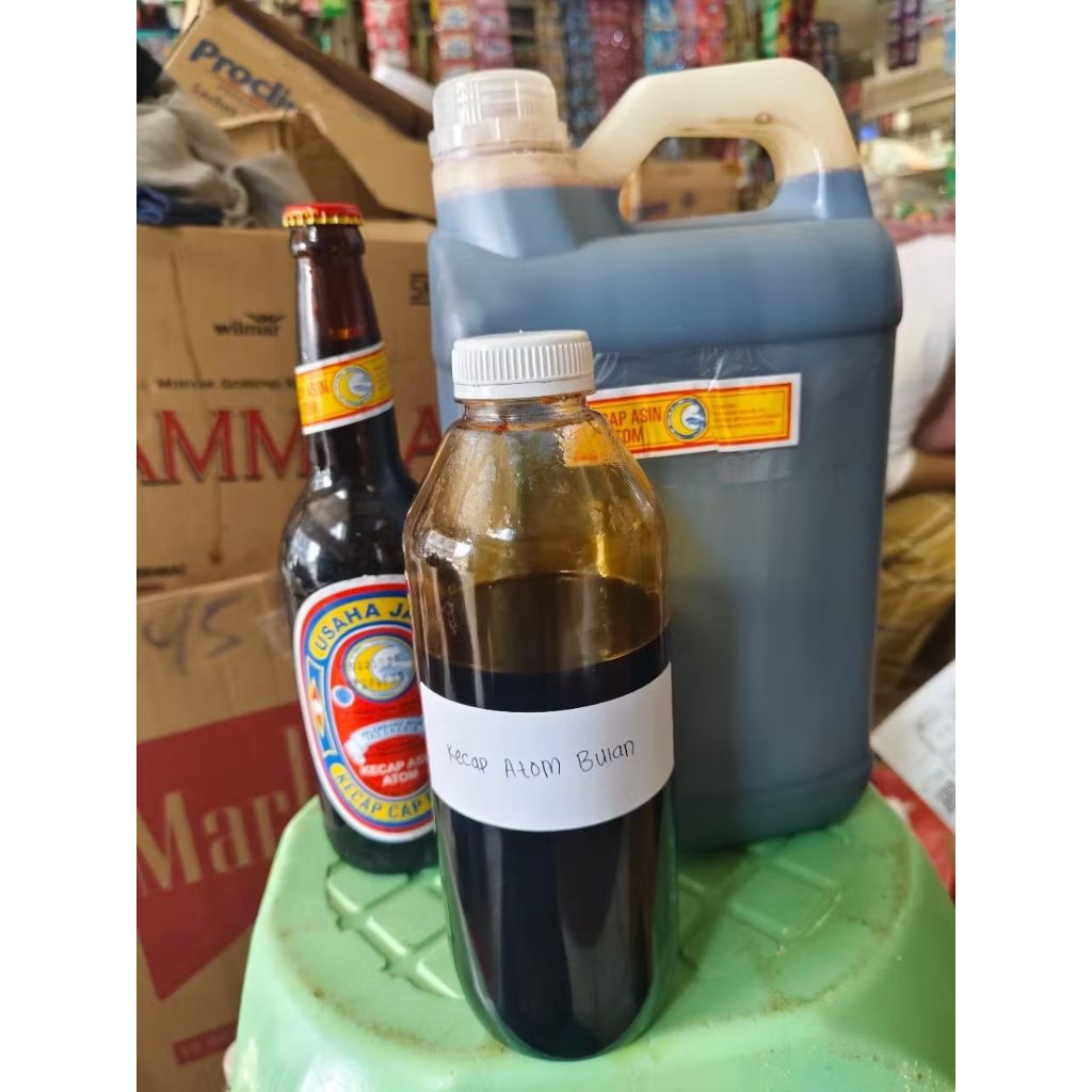 Kecap Asin Atom Cap bulan Jerijen 6 Kg