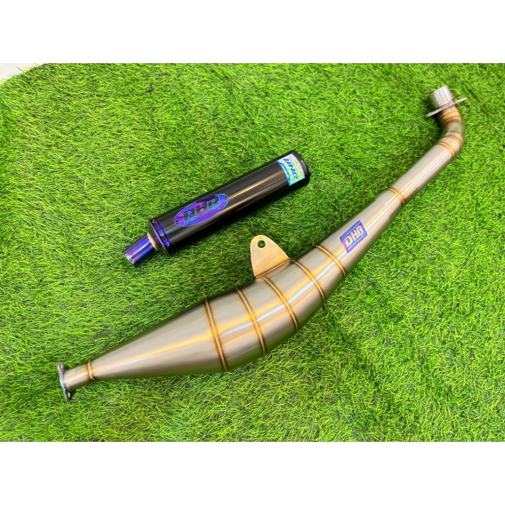 Knalpot Fiz R Original DHR Racing Model Samping Silencer Almunium Las Black Coating Moncong 32 Blue 