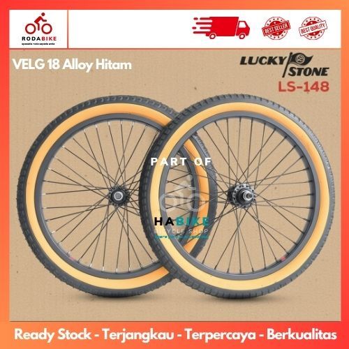 Wheelset Sepeda Velg 18 SWALLOW 18x1.75 Hitam Kuning Full Hitam Siap Pakai Untuk Sepeda Lipat, BMX D