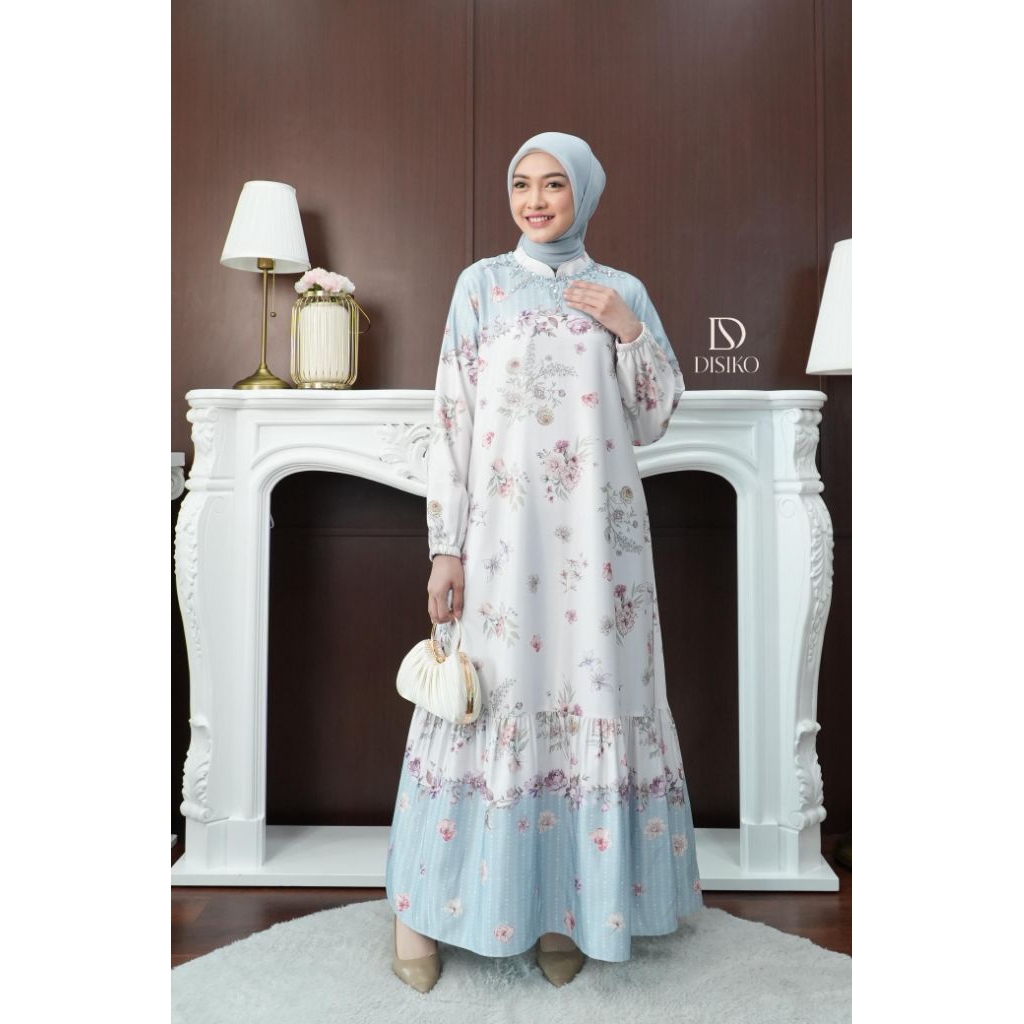 disiko gamis muslim model terbaru dengan Payet di leher