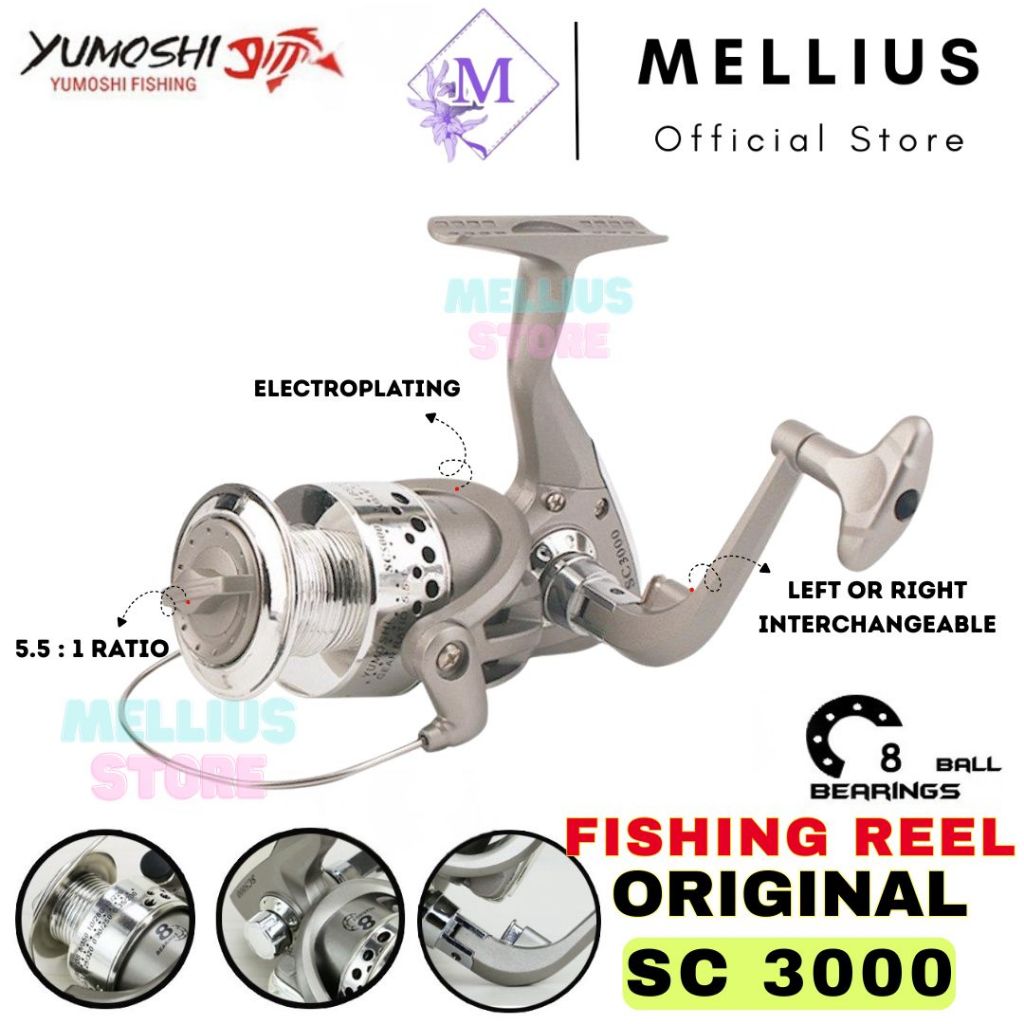 Reel Yumoshi SC 3000 Gulungan Pancing Memancing 8 Ball Bearing Series Electroplating Fishing Reel 8B