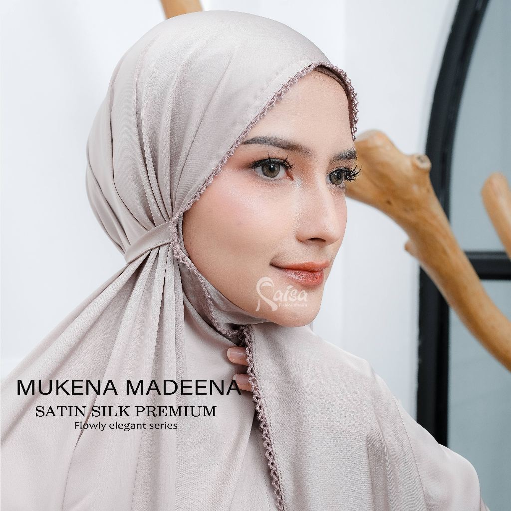 Raisa Hijab - MUKENA Travel SATIN SILK PREMIUM POLOS BAHAN SILKY MADEENA