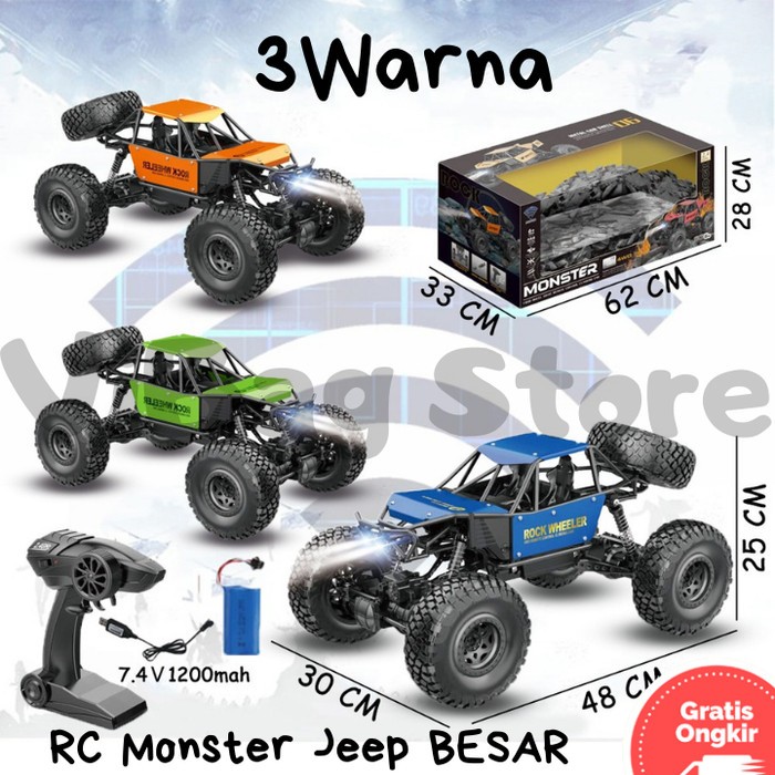 Mainan RC Mobil Rubicon Besar RockCrawler Offroad Mobil RC RDR1092 Jeep Crawler Defender Skala 1:8 B