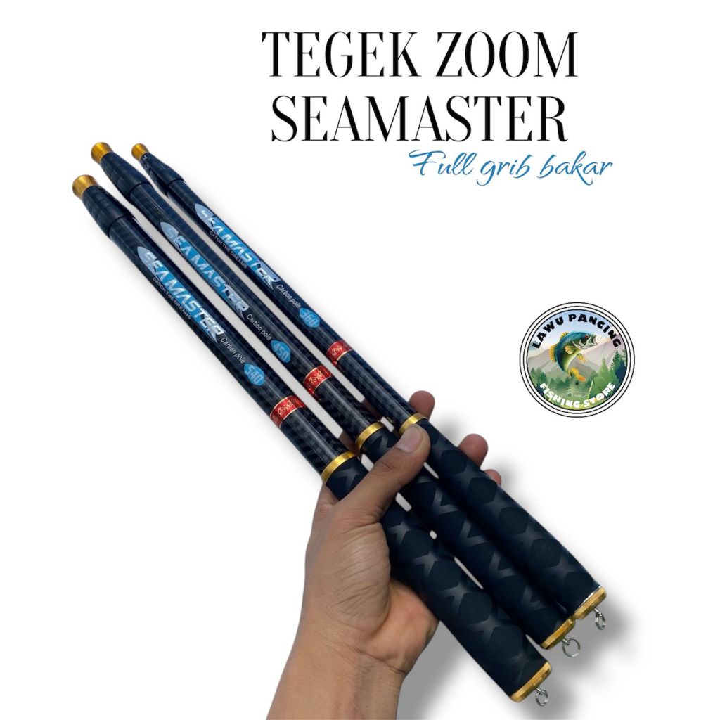 Joran Tegek Zoom Seamaster Carbon Pole Ruas Pendek Medium Action Ringan