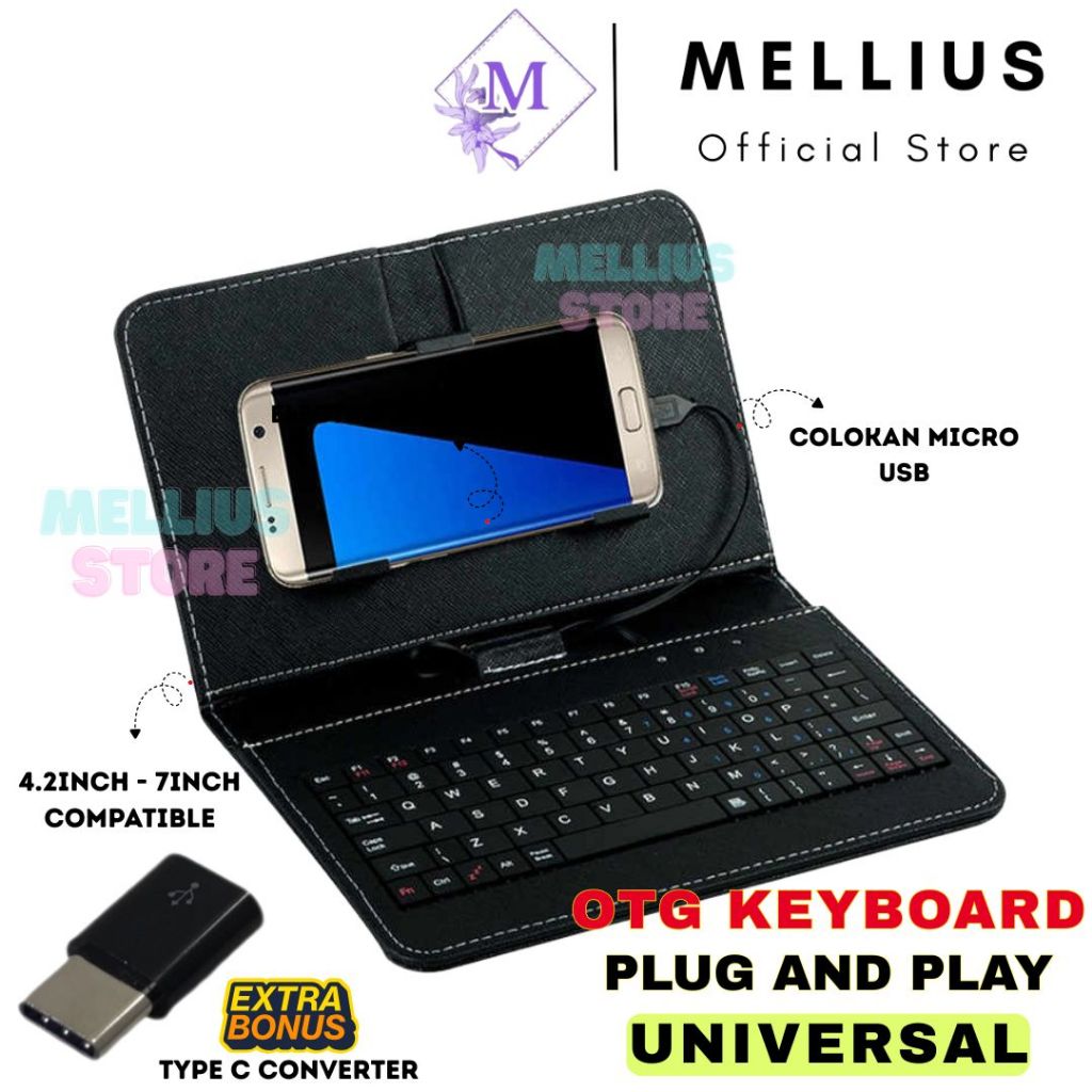 OTG Keyboard Tablet Handphone Android Murah Universal Aksesoris HP Free Converter Micro USB ke Type 