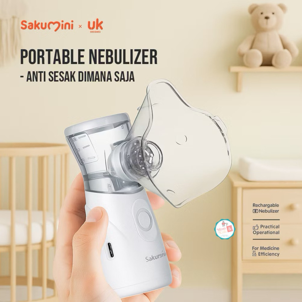 SAKUMINI Nebulizer Portable Mesh Alat Uap Bantu Pernapasan Anak | Alat Uap Bayi USB Super Hening