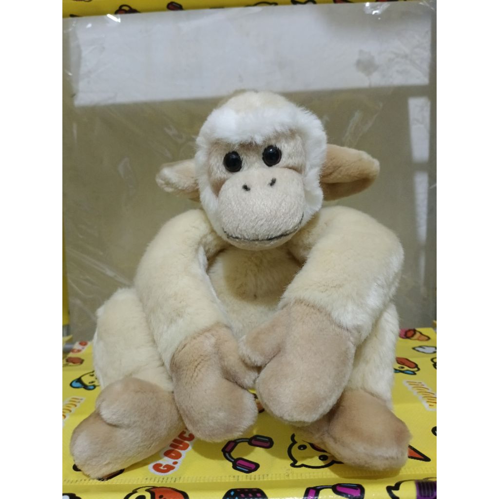 BONEKA HEWAN ANAK MONYET MIRIP ASLI MONYET ALBINO DUDUK