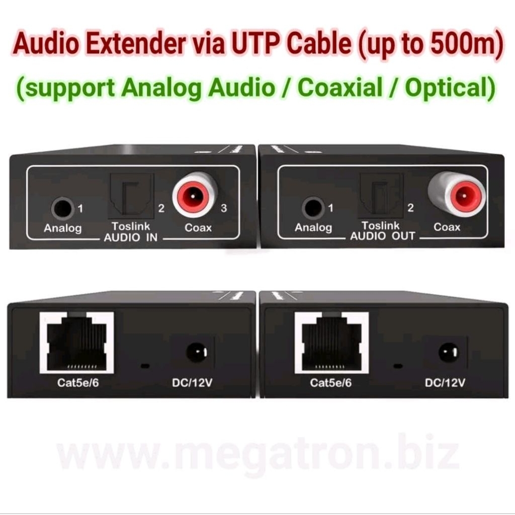 Audio Extender over Ethernet LAN cable (up to 500m) - Support Analog & Digital