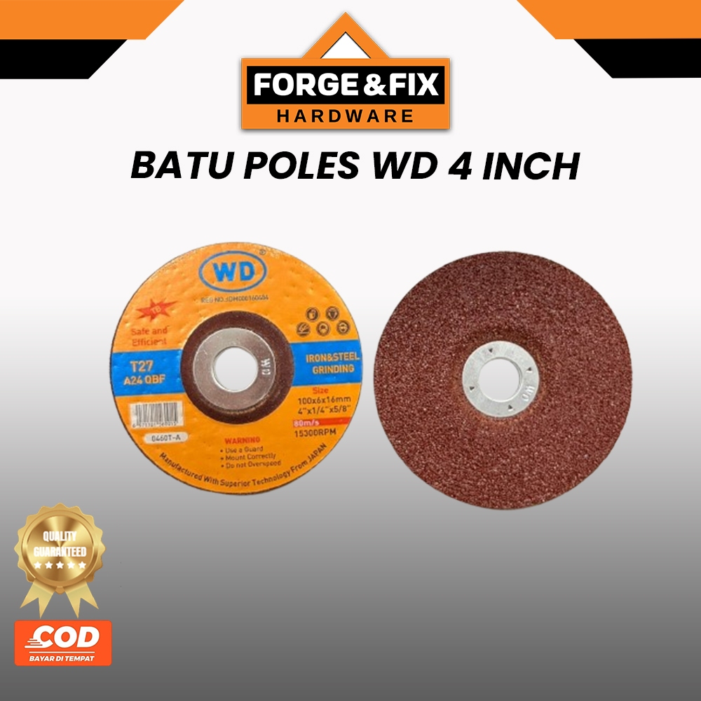 WD Batu Gerinda Grinding Poles Asah Nippon Resibon Iron Besi Steel Logam Kasar A24Q 4"