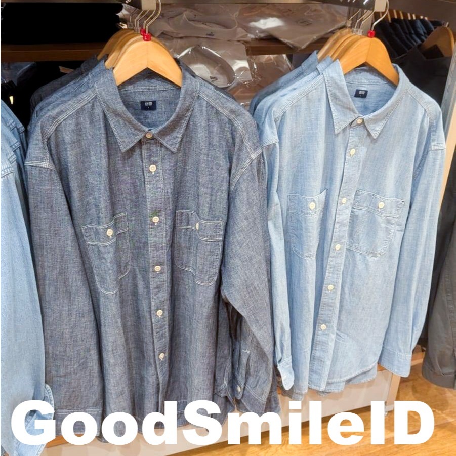 SALE Men Kemeja Luaran Denim Overshirt Lengan Panjang Outer Pria Wanita Unisex JASTIP UNIQLO