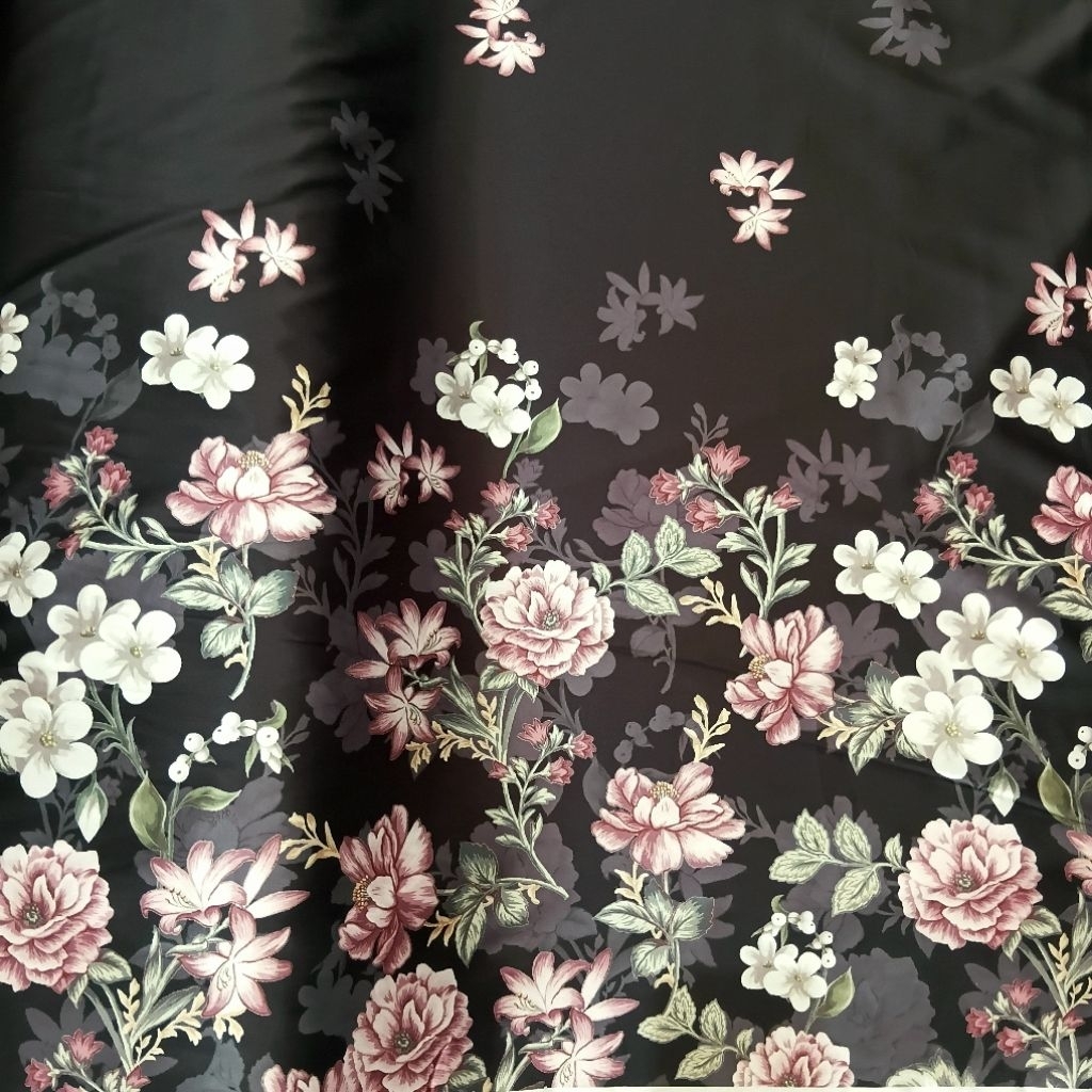 ½ meter kain satin motif bunga pinggiran mewah terbaru lebar 150 cm