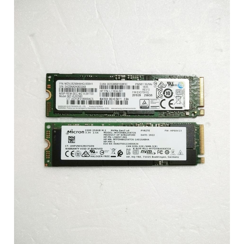 SSD NVMe M.2 Samsung Micron 256GB Pcie Gen 3