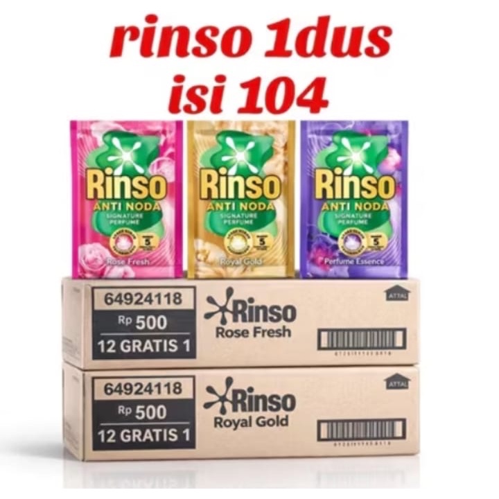 Grosir 1 dus Rinso Cair Anti Noda Wangi 104 Sachet 500ml