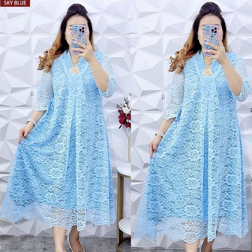 NR DRESS BRUKAT PREMIUM KARTINI BABYDOL LEHER V RESLETING BELAKANG TANGAN LURUS